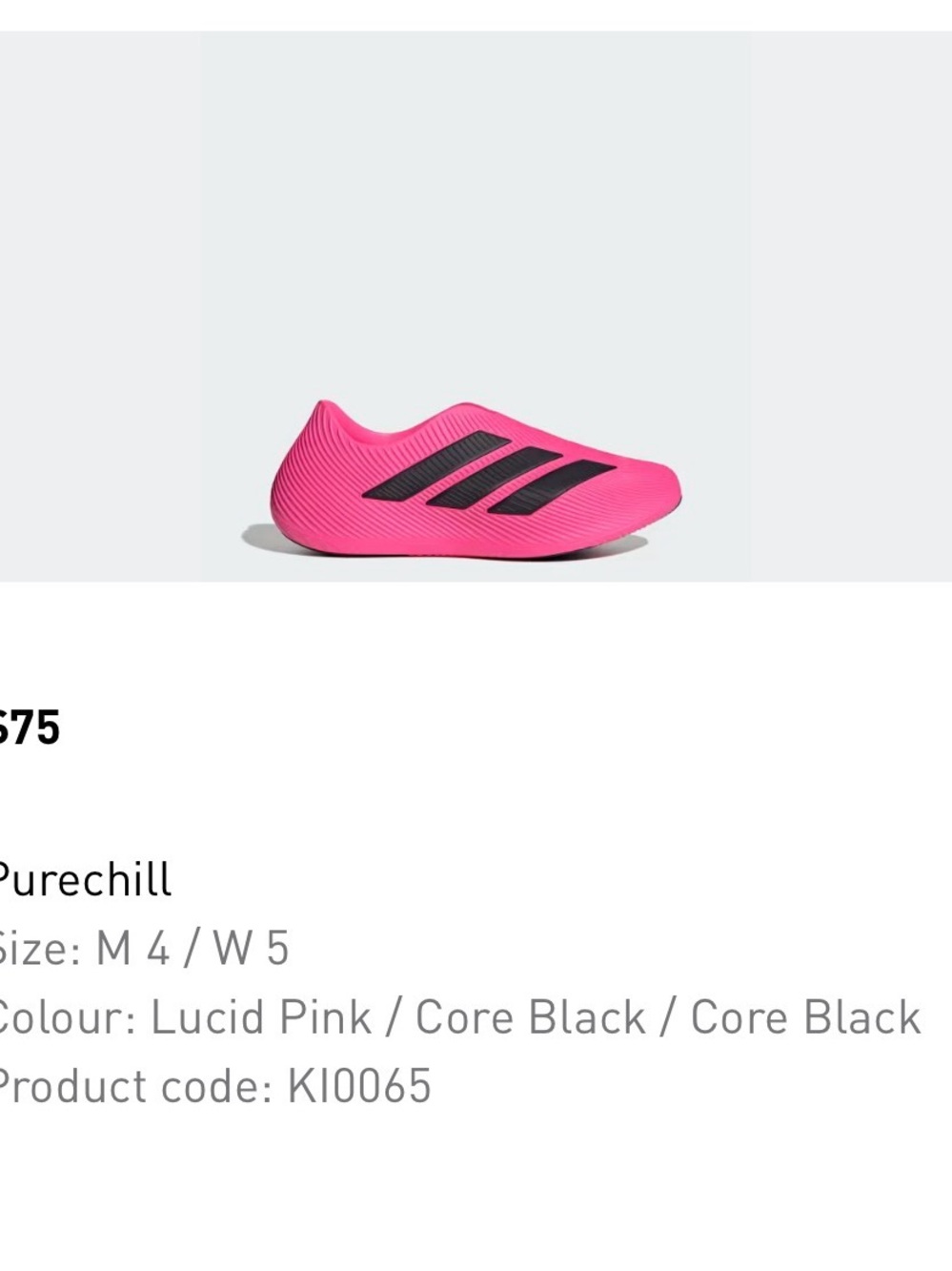 adidas Kids Slip-On Trainer in Lucid Pink with Black Stripes NWT